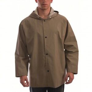 TINGLEY Flame Resistant Rain Jacket: 4XL, Green + Snaps with Hoodie‎ #J12148